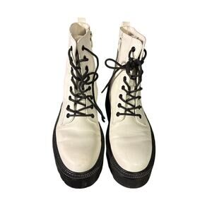 Dream Pairs Lug Sole 9.5 Side Zip White Combat Boots punk grunge avant garde